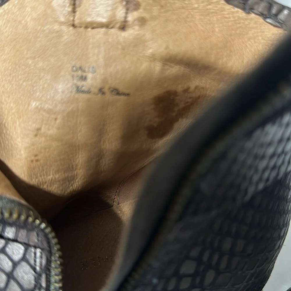 Donald J. Pliner Brown Croc-Embossed Ankle Booties